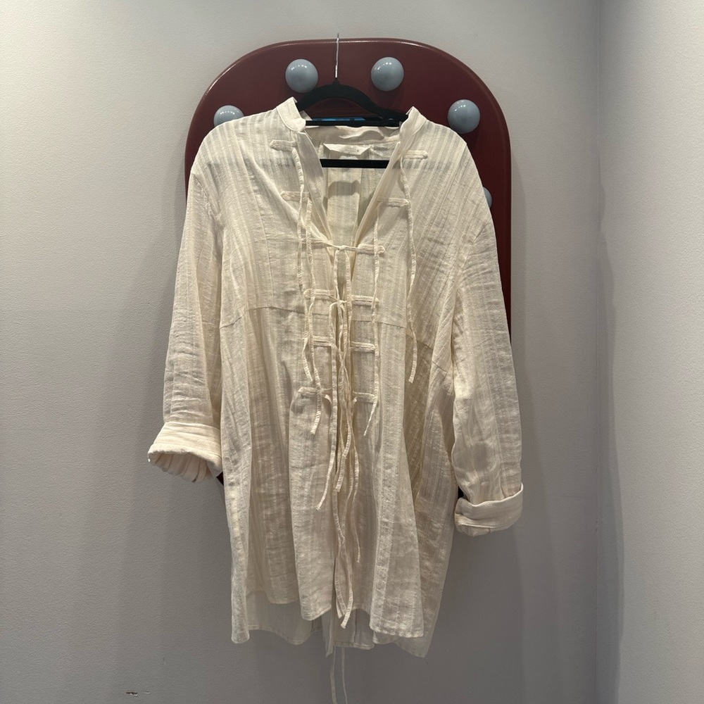 Zara ZW Collection Striped Shirt w Ties - US XS - Picture 6 of 8